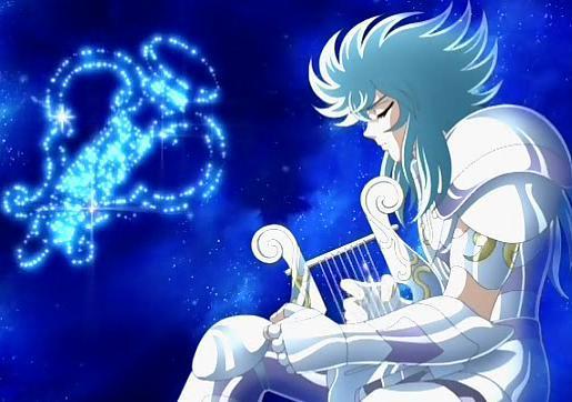 El caballero Orfeo tocando su lira, Caballeros del Zodiaco (Anime)